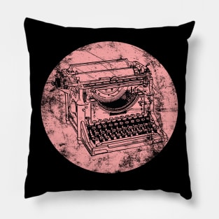 DISTRESSED VINTAGE TYPEWRITER ROSE Pillow