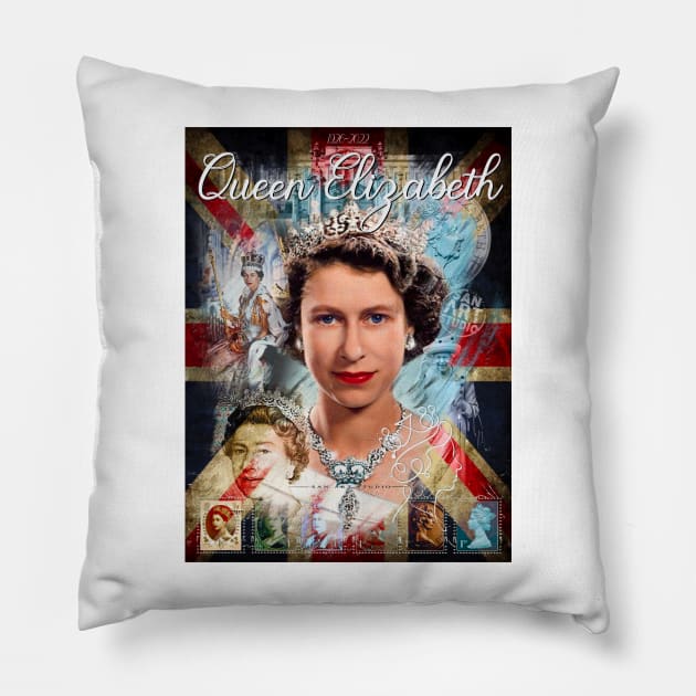 Her Majesty Queen Elizabeth ii Pillow by SAN ART STUDIO 