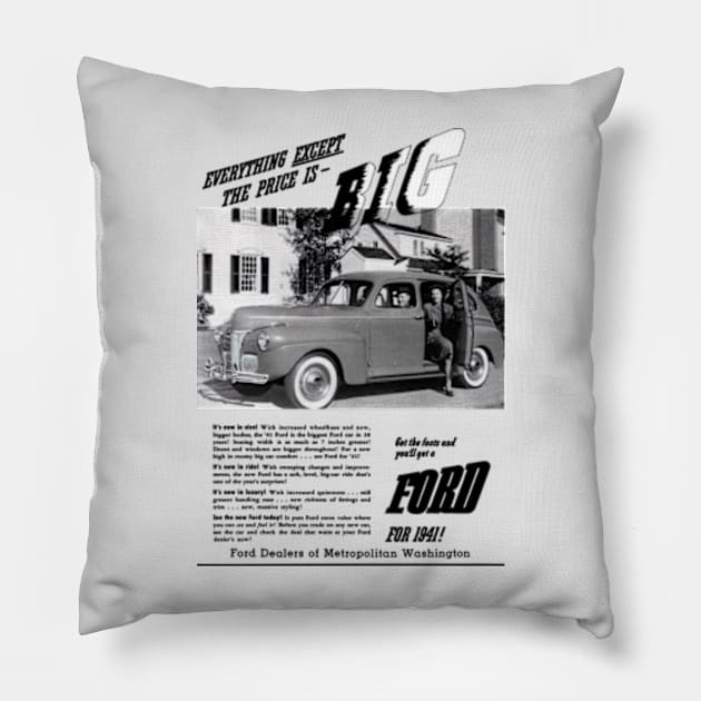 1941 FORD - advert Pillow by Throwback Motors