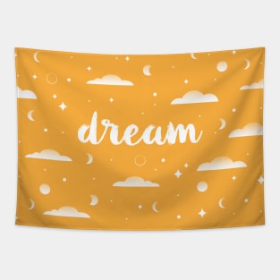 Dream, clouds, moons and stars pattern Tapestry