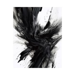 Black Paint Splatter Abstract Art T-Shirt