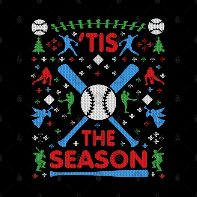 Funny Baseball 'Tis the Season Ugly Christmas Sweater Party Shirt by TeeCreations