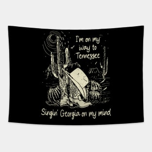 I'm on my way to Tennessee Singin' Georgia on my mind Western Cactus Boots Cowboy Tapestry