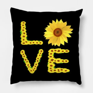 Sunflower Love (Black Background) Pillow