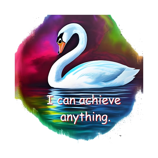 Confidence mantra with swan, colorful design by Dok's Mug Store