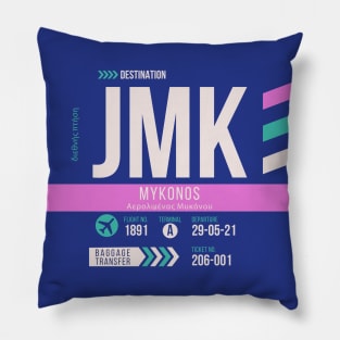 Mykonos (JMK) Airport Code Baggage Tag Pillow