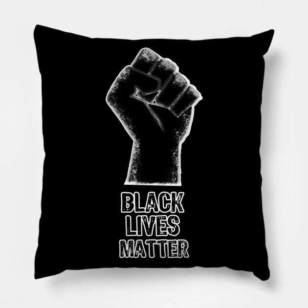 Black Lives Matter Raised Fist Pillow by Scar