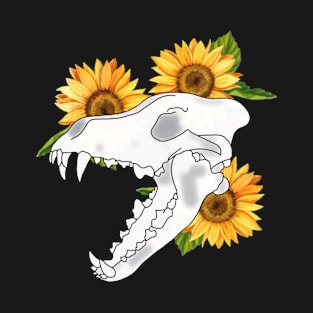 Floral Sunflower Wolf Skull T-Shirt