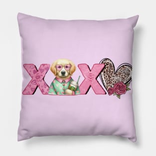 Valentines Day Dog Design, Golden Retriever Love Shirt xoxo, Gift ideas Pillow