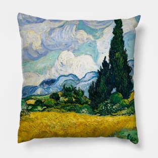 Wheat Field with Cypresses by Van Gogh, 1889 (29 in × 36.8 in), Metropolitan Museum of Art, New York Pillow