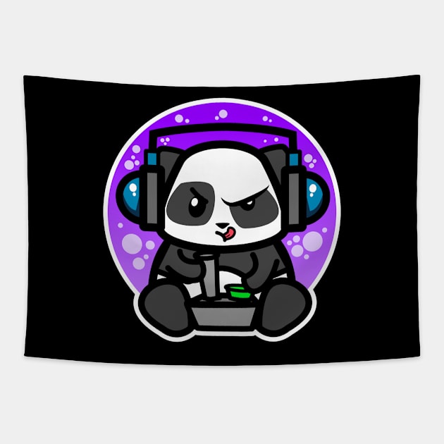 Gaming Panda Tapestry by LetsBeginDesigns