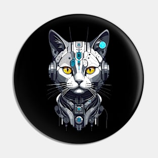 Abstract Cyber Cat Pin