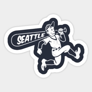 Vintage Running Baseball Player - Seattle Mariners (White Mariners Wordmark)  - Seattle Mariners - Sticker