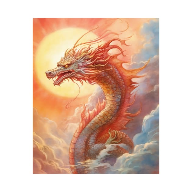 Chinese Dragon Flying Sunrise by The Charming Corner