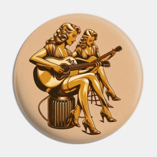 Golden Girls Playing Guitar sitdown Pin