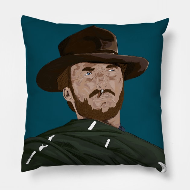 Clint Eastwood Pillow by Swadeillustrations