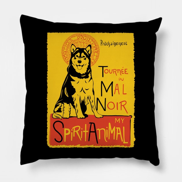 Funny Alaskan Malamute Cute Dog Chat Noir Mashup Art Pillow by Get Hopped Apparel