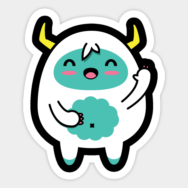 Kawaii Yeti Ready for Christmas Party 5 Sticker for Sale by