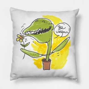 vegan venus flytrap cartoon Pillow