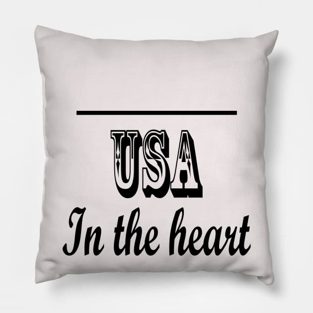 USA in the heart Pillow by Mii4