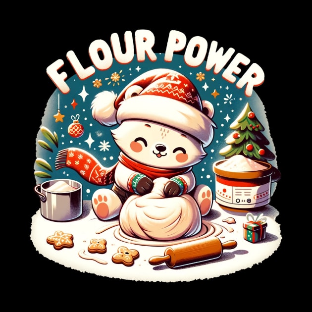 Flour Power Kawaii Christmas Polar Bear Baking by TheCloakedOak