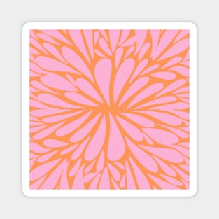 Retro abstract floral burst - pastel pink and orange Magnet