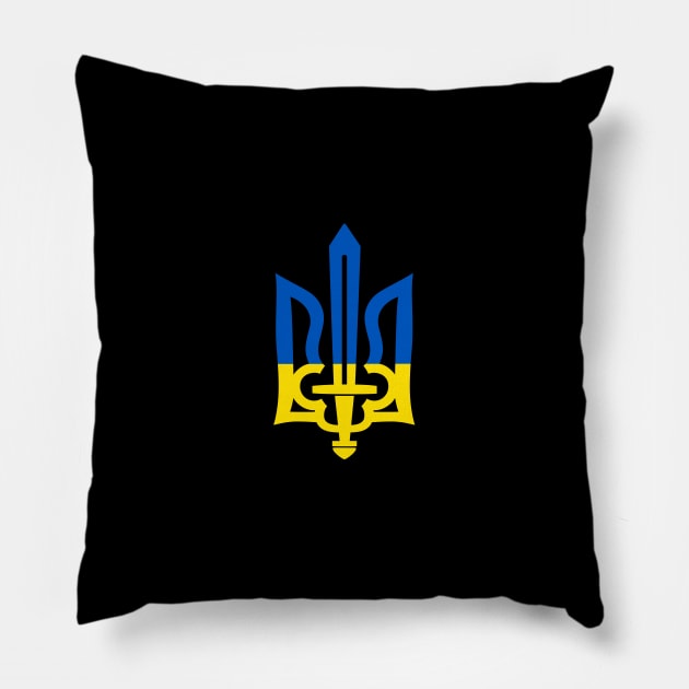 Ukrainian Tryzub Flag Pillow by Yasna