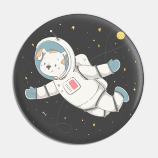 Lovely cute dog fling with the space station Pin