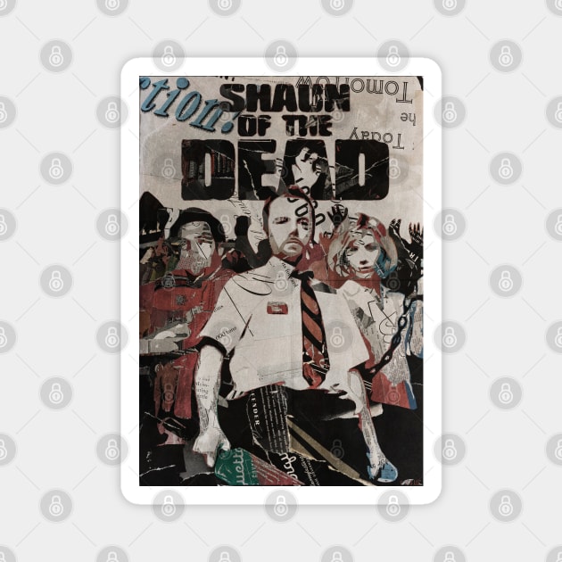 Shaun Of The Dead Newspaper Cutout Magnet by Nonconformist