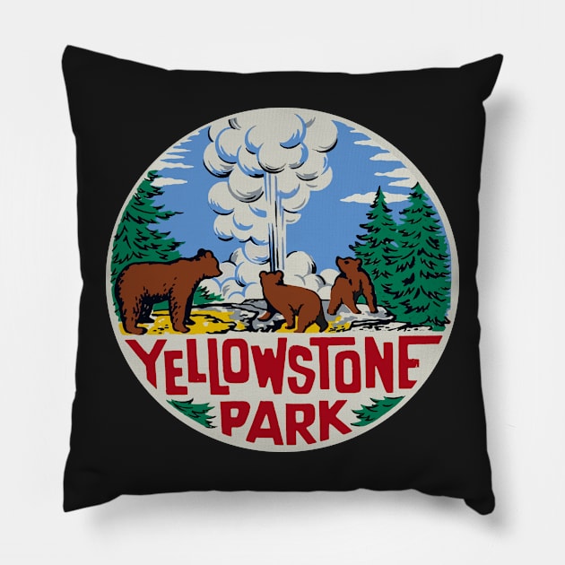 Yellowstone Park Vintage Style Pillow by zsonn