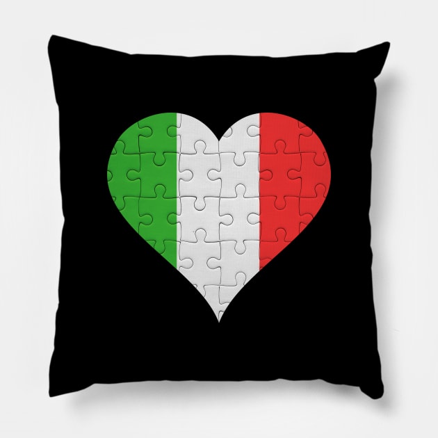 Italian Jigsaw Puzzle Heart Design - Gift for Italian With Italy Roots Pillow by Country Flags