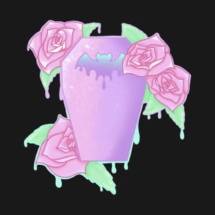 Pastel Goth Rose Coffin Tattoo Flash Design T-Shirt