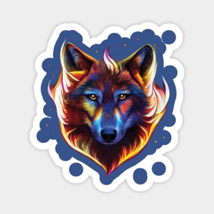Flaming wolf pattern. Bold Striking Image on a black or blue background Magnet