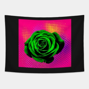 Rose pop art green, violet Tapestry