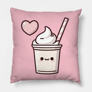 Kawaii Cute Vanilla Ice Cream with a Big Heart | Summer Time Design for Kawaii Lovers Pillow