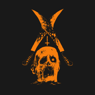 Severed head and two machetes (orange version) T-Shirt