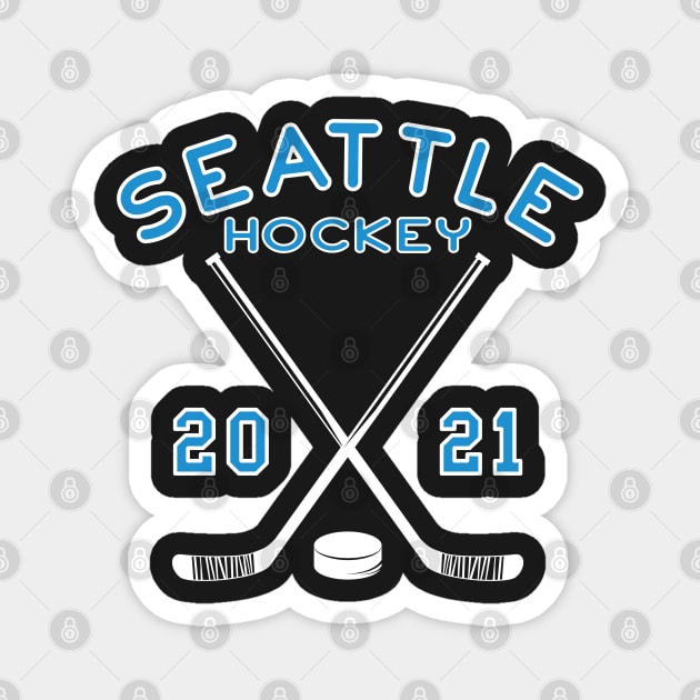 Seattle Hockey Sticks Puck 20 21 First Season Inagural Magnet by markz66