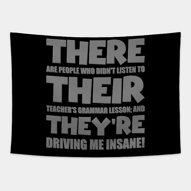 There Their They're, English Grammar, Funny Humor Teacher, Funny, Teaching, ESL School, English Teaching Tapestry by DESIGN SPOTLIGHT