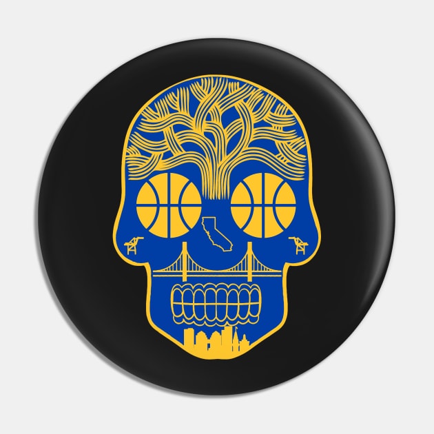 Golden State Sugar Skull Pin by StickyHenderson