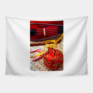 Red Christmas Ornament And Pocket Violin Tapestry