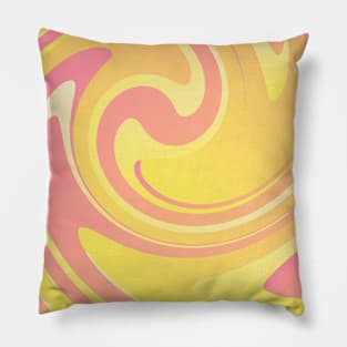 Retro Groovy 70s Pink + Yellow Abstract Swirls Pillow