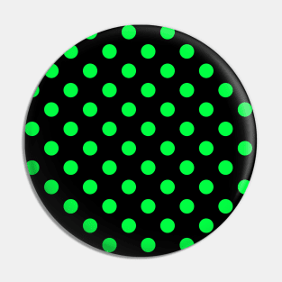 Green Polka Dots Pattern on Black Background Pin