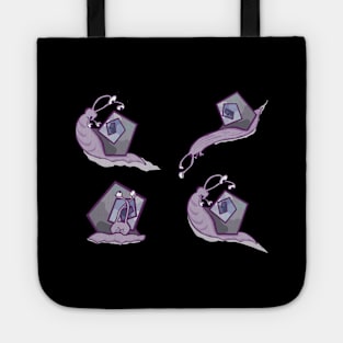 a pink snail and a shapeless shell house Tote