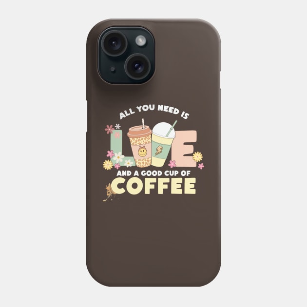 Mom needs coffee retro groovy Phone Case by Don’t Care Co