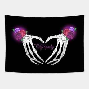 Stay Spooky Skeleton Hand Hearts - Pastel Goth - Mightbelucifer Tapestry