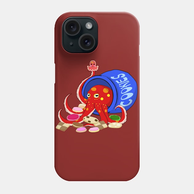 Octopus in a jar of cookies (red) Phone Case by VixenwithStripes