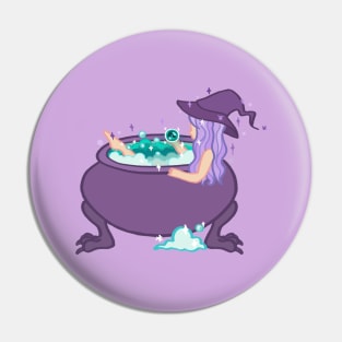 Cute witch in bathtub Pin