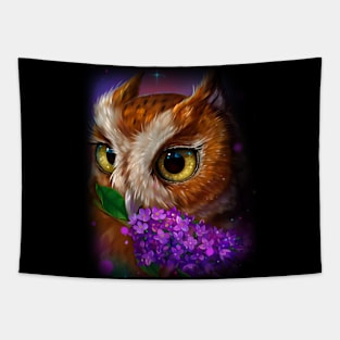 Owl and lilac Tapestry