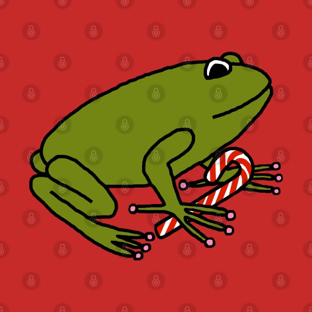 Christmas Frog with Candy Cane by ellenhenryart