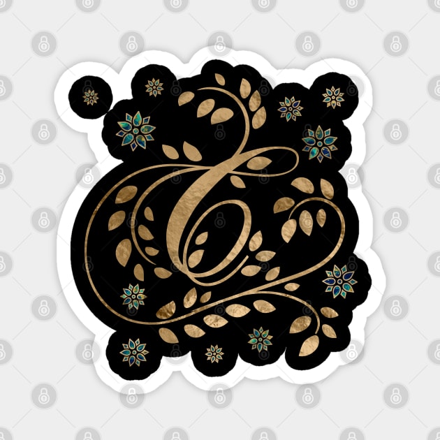 Luxury Golden Calligraphy Monogram with letter G Magnet by Nartissima